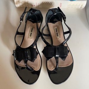 Miu Miu black patent leather sandals 36